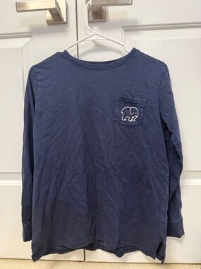 ivory ella Navy Long-Sleeve Kids' Pocket Tee with Elephant